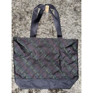 NWT PINK Victoria Secret Black Multi Color Logo Zipper Closure Large Tote NEW